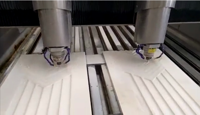 Baodiao Heavy duty Double headed Stone Carving Machine Customer Use Site